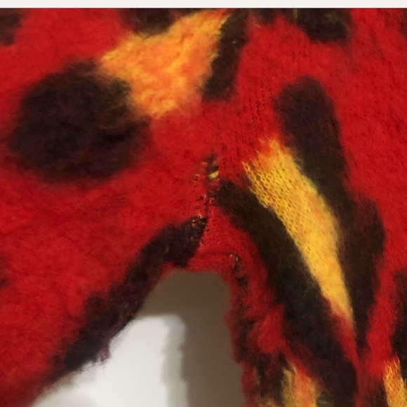 NWOT Urban Outfitters Wool Brushed Red, Multi Leopard Fuzzy Sweater, New - Picture 8 of 11